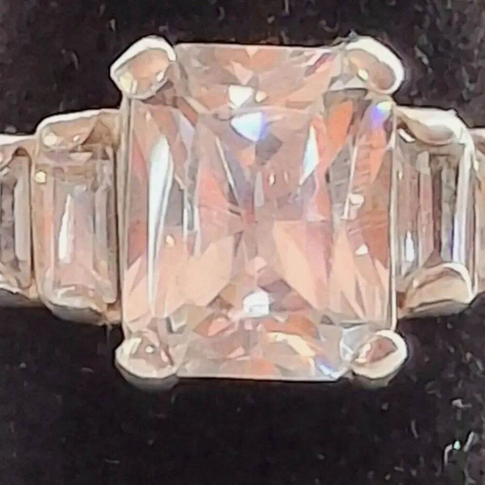 MONET 925 STERLING SILVER AND 10 CARAT COLORLESS GEMS ENGAGEMENT RING